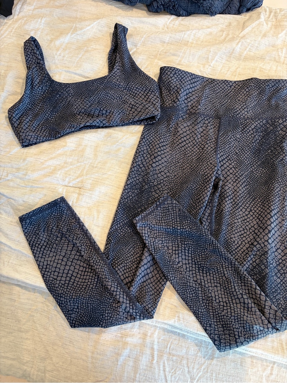 GAP Black & Gray Snake-Print Leggings and Crop Top Set